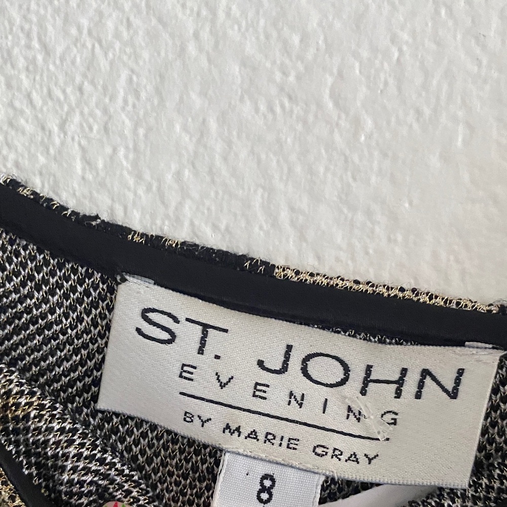 St John Evening Marie Gray Lion Sequin Dress Size 8 - Picture 2 of 6